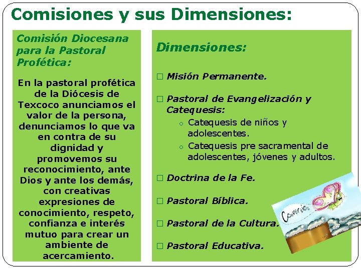 Comisiones y sus Dimensiones: Comisión Diocesana para la Pastoral Profética: En la pastoral profética Comisiones y sus Dimensiones: Comisión Diocesana para la Pastoral Profética: En la pastoral profética