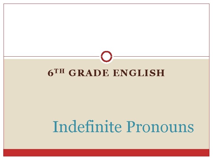 6 T H GRADE ENGLISH Indefinite Pronouns 