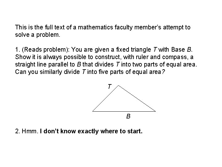 This is the full text of a mathematics faculty member’s attempt to solve a