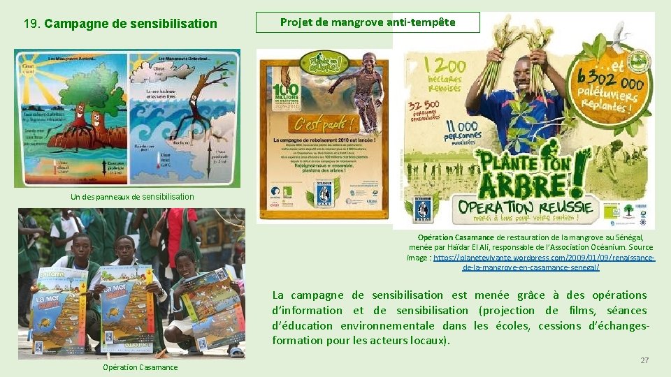 19. Campagne de sensibilisation Projet de mangrove anti-tempête Un des panneaux de sensibilisation Opération 19. Campagne de sensibilisation Projet de mangrove anti-tempête Un des panneaux de sensibilisation Opération