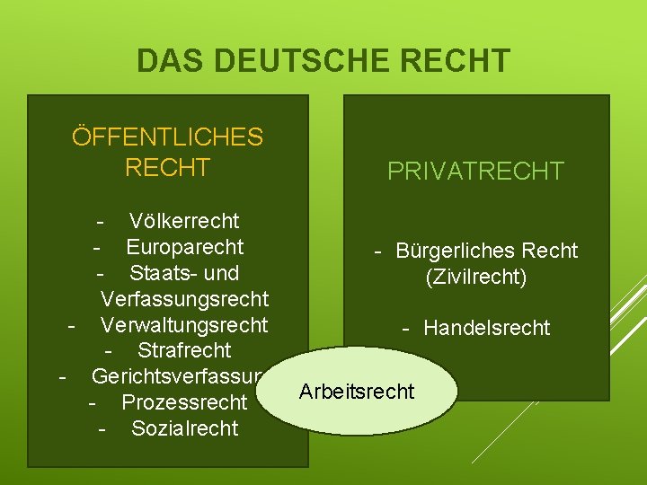 DAS DEUTSCHE RECHT ÖFFENTLICHES RECHT - Völkerrecht - Europarecht - Staats- und Verfassungsrecht -