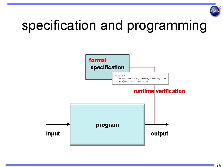 specification and programming formal specification runtime verification program input output 24 