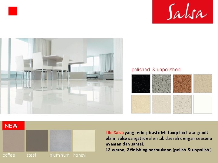 polished & unpolished NEW coffee steel aluminum honey Tile Salsa yang terinspirasi oleh tampilan