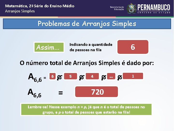 Matemática, 2ª Série do Ensino Médio Arranjos Simples Problemas de Arranjos Simples Assim. .