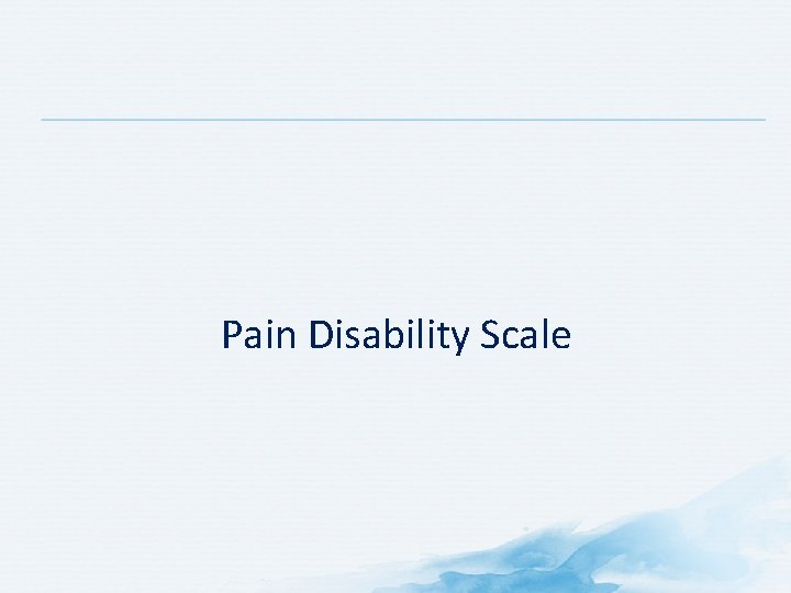 Pain Disability Scale 