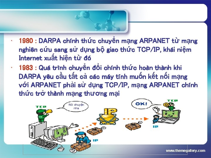  • 1980 : DARPA chính thức chuyển mạng ARPANET từ mạng nghiên cứu