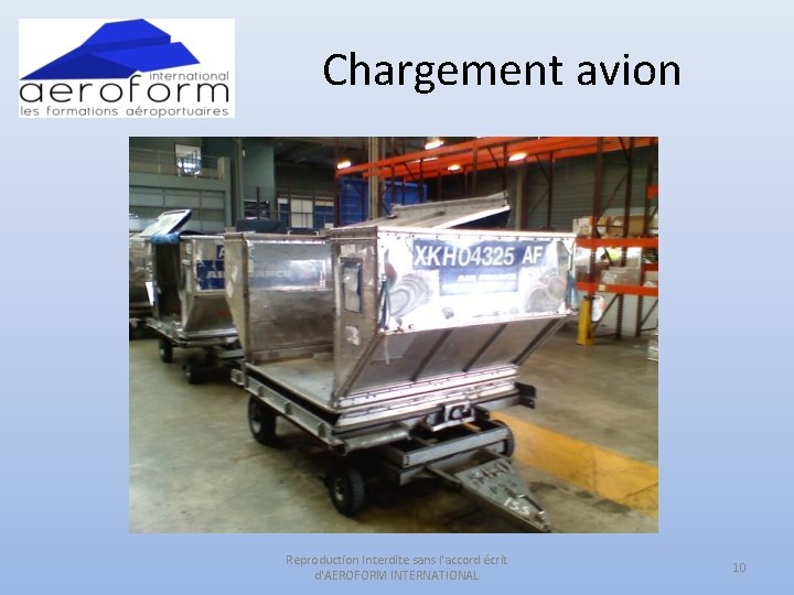 Chargement avion Reproduction Interdite sans l'accord écrit d'AEROFORM INTERNATIONAL 10 