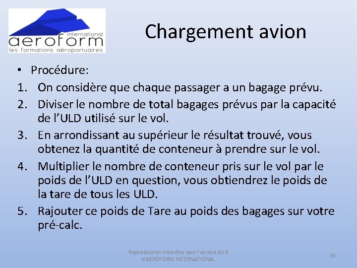 Chargement avion • Procédure: 1. On considère que chaque passager a un bagage prévu.