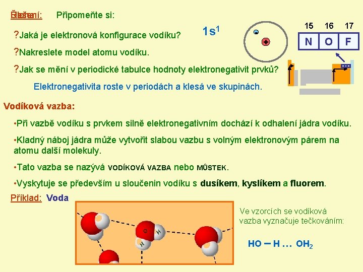 Řešení: Úloha: Připomeňte si: ? Jaká je elektronová konfigurace vodíku? 1 s 1 ?