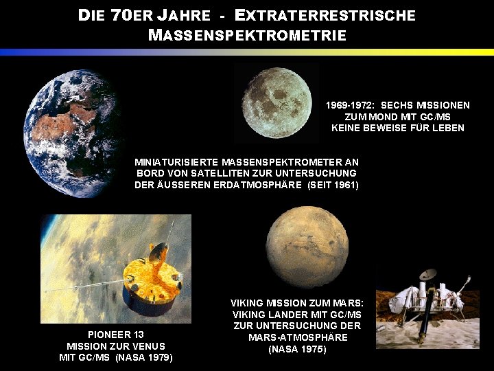 DIE 70 ER JAHRE - EXTRATERRESTRISCHE MASSENSPEKTROMETRIE 1969 -1972: SECHS MISSIONEN ZUM MOND MIT