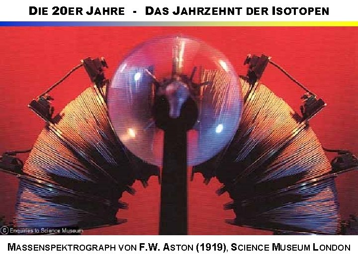 DIE 20 ER JAHRE - DAS JAHRZEHNT DER ISOTOPEN MASSENSPEKTROGRAPH VON F. W. ASTON
