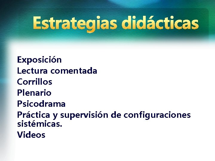 Exposición Lectura comentada Corrillos Plenario Psicodrama Práctica y supervisión de configuraciones sistémicas. Videos Exposición Lectura comentada Corrillos Plenario Psicodrama Práctica y supervisión de configuraciones sistémicas. Videos