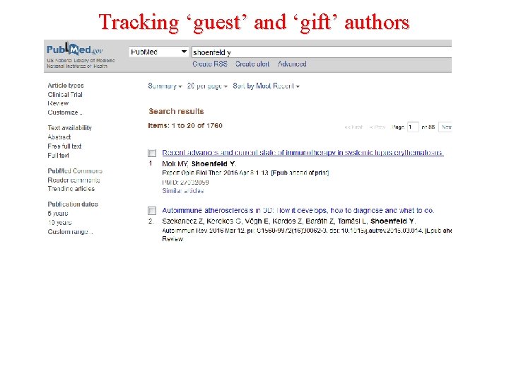 Tracking ‘guest’ and ‘gift’ authors 