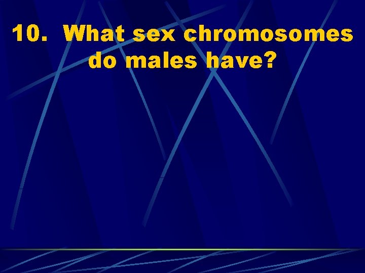 10. What sex chromosomes do males have? 