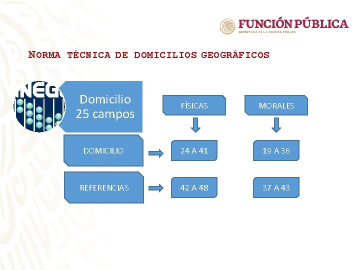 N ORMA TÉCNICA DE DOMICILIOS GEOGRÁFICOS Domicilio 25 campos FÍSICAS MORALES DOMICILIO 24 A N ORMA TÉCNICA DE DOMICILIOS GEOGRÁFICOS Domicilio 25 campos FÍSICAS MORALES DOMICILIO 24 A