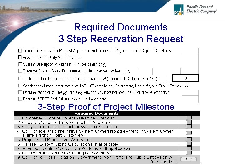 Required Documents 3 Step Reservation Request 