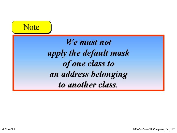 We must not apply the default mask of one class to an address belonging