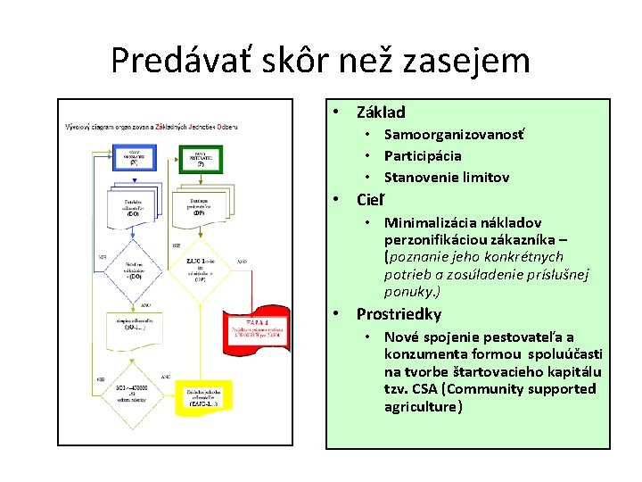 Predávať skôr než zasejem • Základ • Samoorganizovanosť • Participácia • Stanovenie limitov •