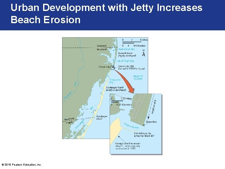 Urban Development with Jetty Increases Beach Erosion © 2015 Pearson Education, Inc. 