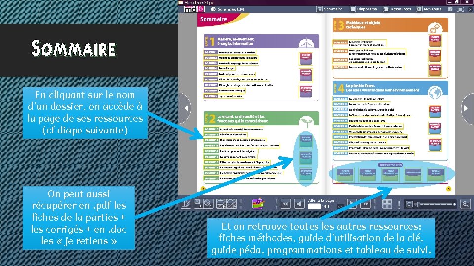 Sommaire En cliquant sur le nom d’un dossier, on accède à la page de Sommaire En cliquant sur le nom d’un dossier, on accède à la page de
