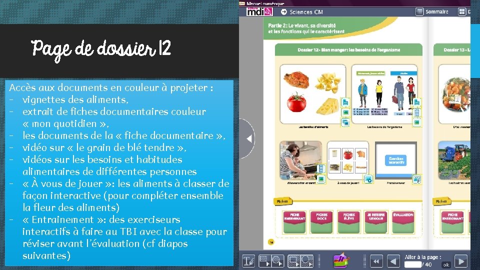 Page de dossier 12 Accès aux documents en couleur à projeter : - vignettes Page de dossier 12 Accès aux documents en couleur à projeter : - vignettes