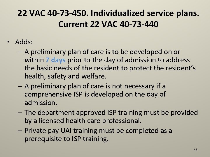 22 VAC 40 -73 -450. Individualized service plans. Current 22 VAC 40 -73 -440