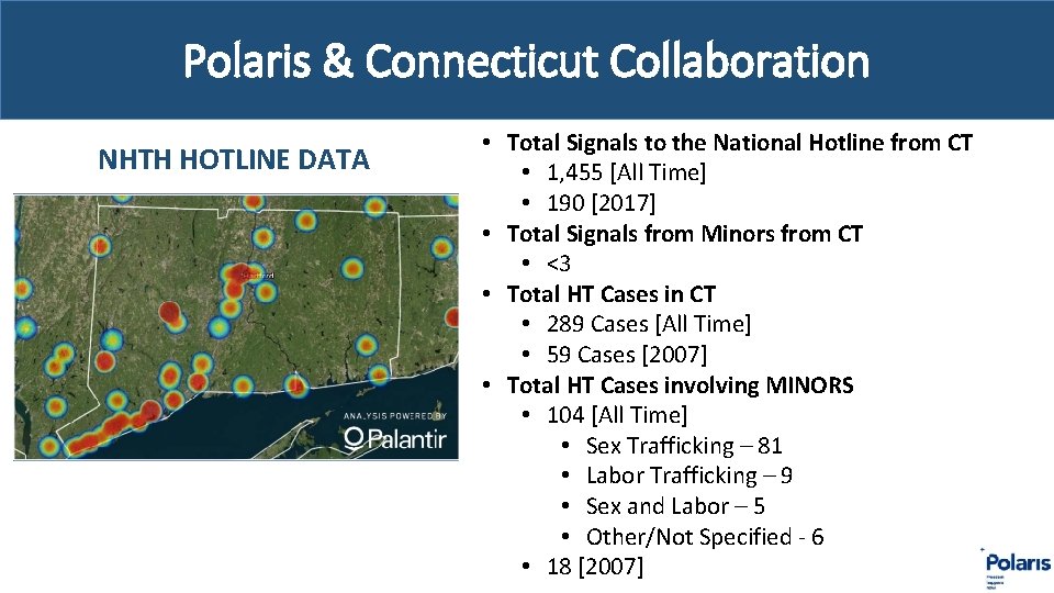 Polaris & Connecticut Collaboration NHTH HOTLINE DATA • Total Signals to the National Hotline