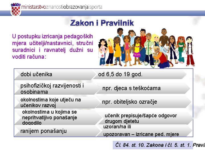 Zakon i Pravilnik U postupku izricanja pedagoških mjera učitelji/nastavnici, stručni suradnici i ravnatelj dužni