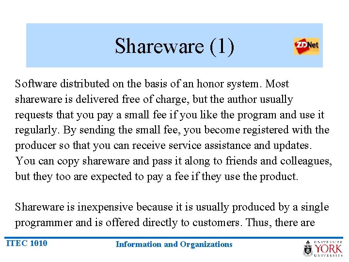 Shareware (1) Software distributed on the basis of an honor system. Most shareware is