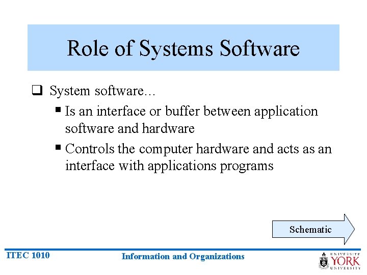 Role of Systems Software q System software… § Is an interface or buffer between