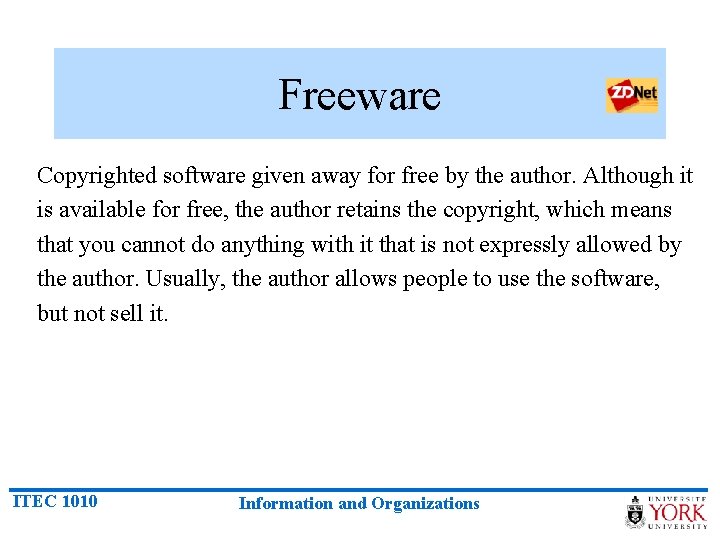 Freeware Copyrighted software given away for free by the author. Although it is available
