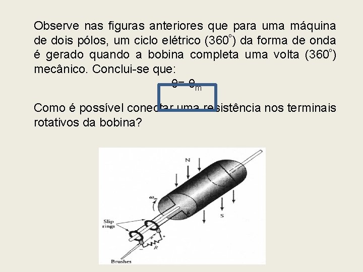 Observe nas figuras anteriores que para uma máquina de dois pólos, um ciclo elétrico