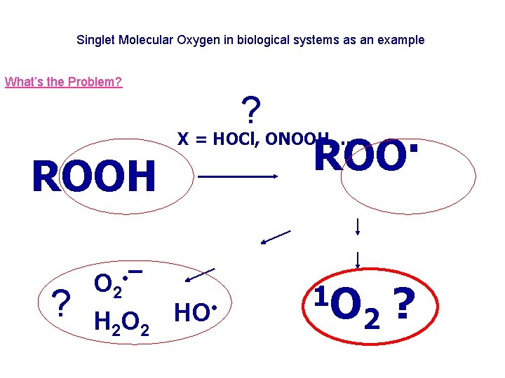 Singlet Molecular Oxygen in biological systems as an example What’s the Problem? ? .