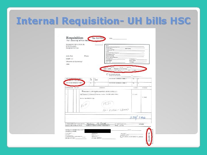 Internal Requisition- UH bills HSC 