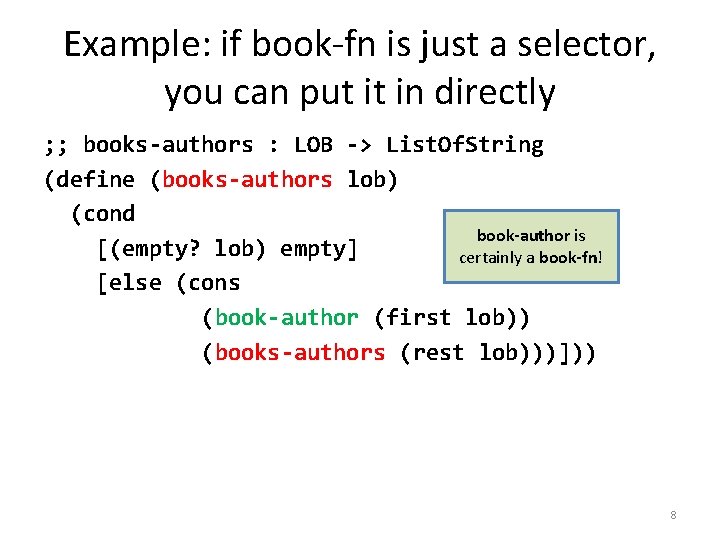 Example: if book-fn is just a selector, you can put it in directly ;