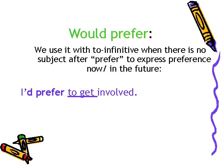 Would prefer: We use it with to-infinitive when there is no subject after “prefer”