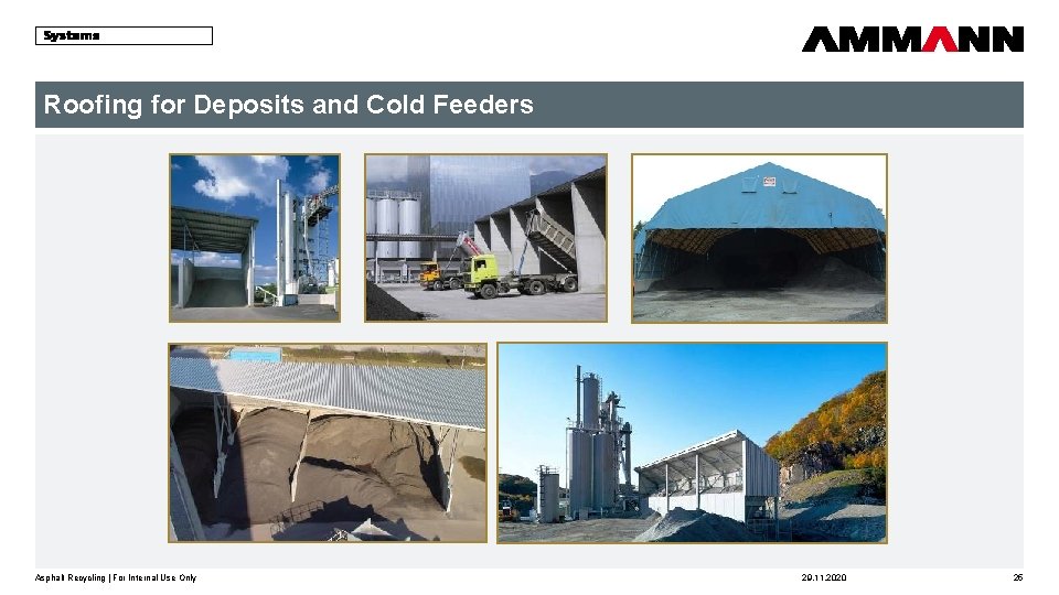 Roofing for Deposits and Cold Feeders as 1 Auftragsverwaltungsund Dispositionssysteme Asphalt Recycling | For