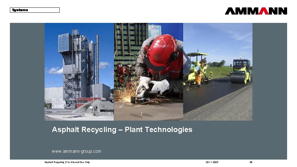 Asphalt Recycling – Plant Technologies www. ammann-group. com Asphalt Recycling | For Internal Use