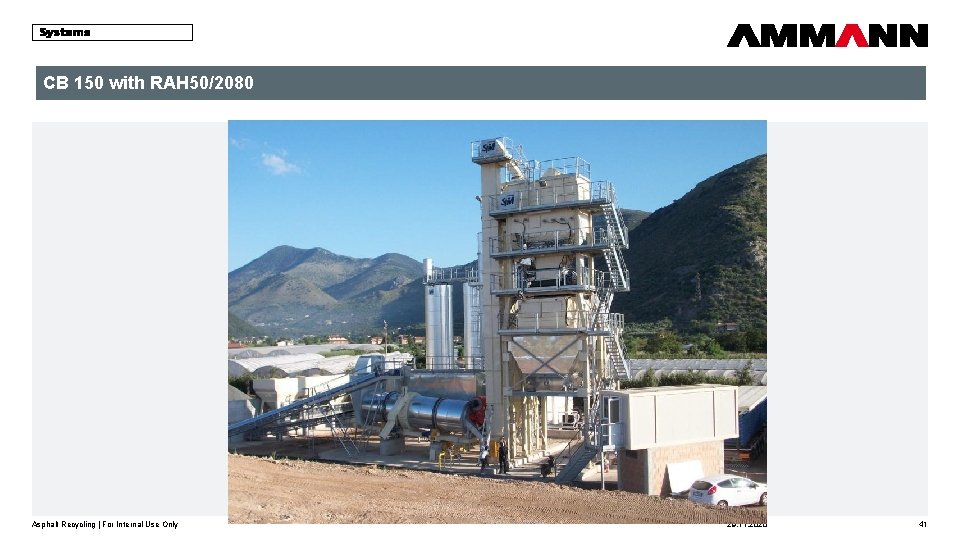 CB 150 with RAH 50/2080 Asphalt Recycling | For Internal Use Only 29. 11.