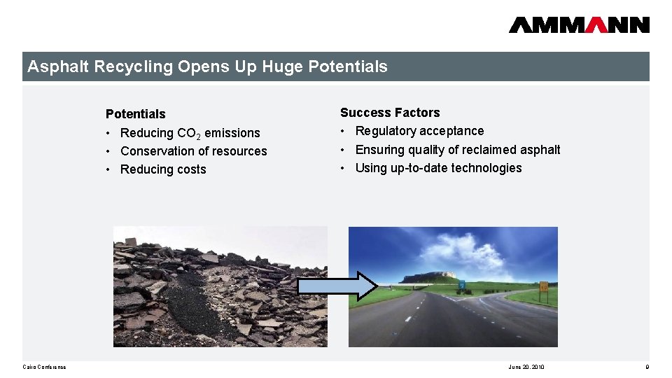 Asphalt Recycling Opens Up Huge Potentials • Reducing CO 2 emissions • Conservation of