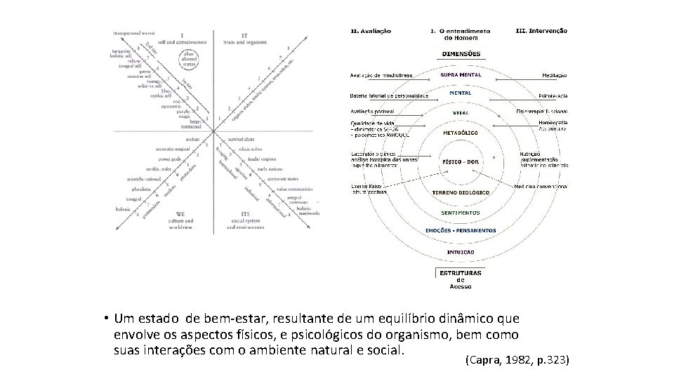 • Um estado de bem-estar, resultante de um equilíbrio dinâmico que envolve os • Um estado de bem-estar, resultante de um equilíbrio dinâmico que envolve os