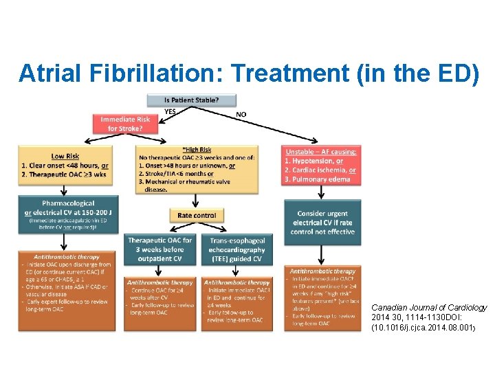 Atrial Fibrillation: Treatment (in the ED) Canadian Journal of Cardiology 2014 30, 1114 -1130