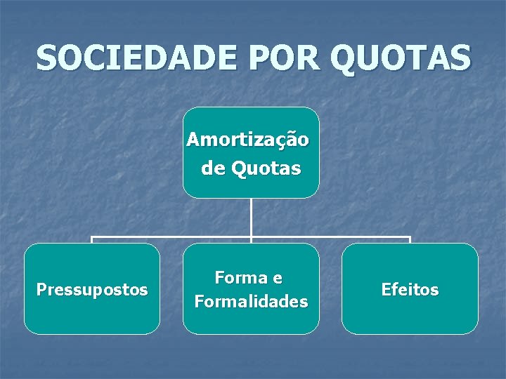 SOCIEDADE POR QUOTAS Amortização de Quotas Pressupostos Forma e Formalidades Efeitos 