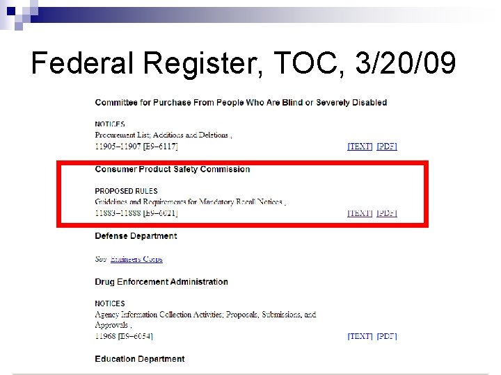 Federal Register, TOC, 3/20/09 