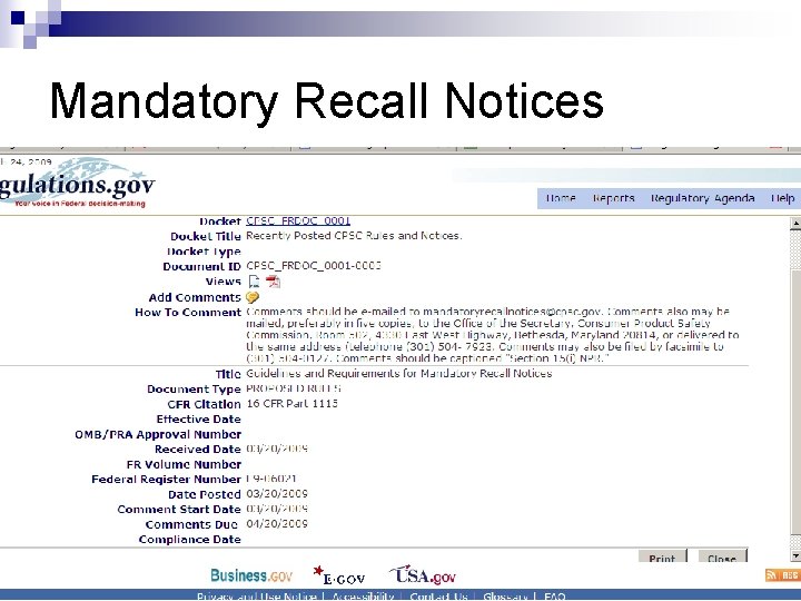Mandatory Recall Notices 
