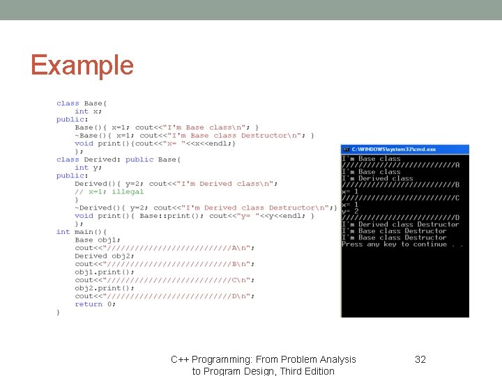 Example C++ Programming: From Problem Analysis to Program Design, Third Edition 32 