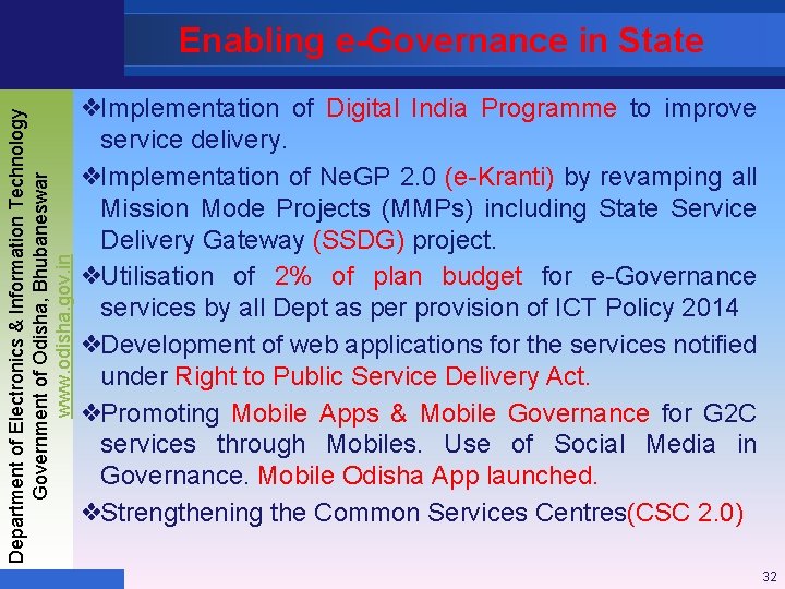 Department of Electronics & Information Technology Government of Odisha, Bhubaneswar www. odisha. gov. in