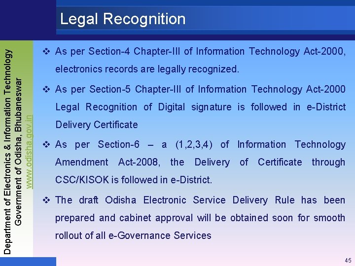 Department of Electronics & Information Technology Government of Odisha, Bhubaneswar www. odisha. gov. in