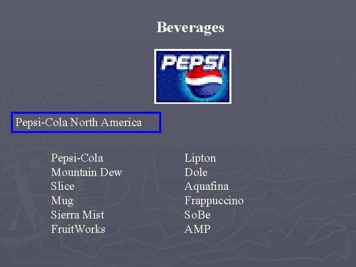 Beverages Pepsi-Cola North America Pepsi-Cola Mountain Dew Slice Mug Sierra Mist Fruit. Works Lipton