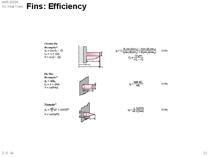 AME 60634 Int. Heat Trans. D. B. Go Fins: Efficiency 12 AME 60634 Int. Heat Trans. D. B. Go Fins: Efficiency 12